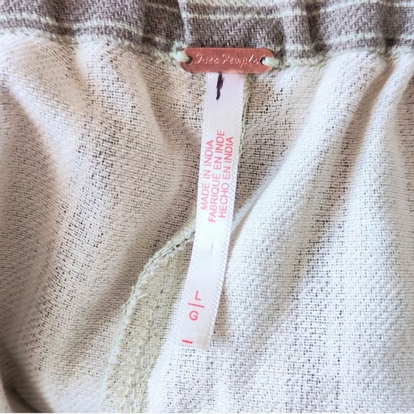 Free People Ellie Green Brown Striped Harem Pants Joggers Wide-Leg L New - Picture 7 of 9